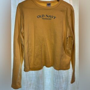 Old Navy Yellow Crewneck with Blue Print